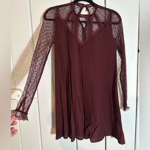 Maroon Lace Mini Dress